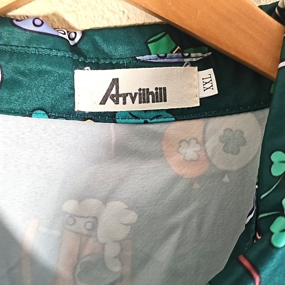 ARVIHILL Saint Patrick Short Sleeves Button-Down Shirt.